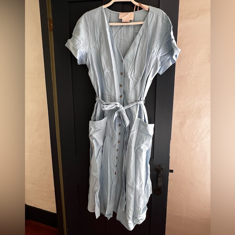 GalMeetsGlam Button Up Linen Shirt Dress